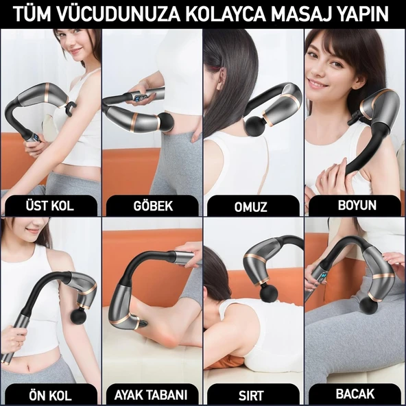 Profesyonel Şarjlı Masaj Tabancası - Derin Doku Masajı, 6 Hız Ayarlı, 4 Başlıklı Şarj Edilebilir Masaj Aleti Uzun Saplı Masaj Cihazı Darbeli Titreşimli Masaj Aleti - Resim 3