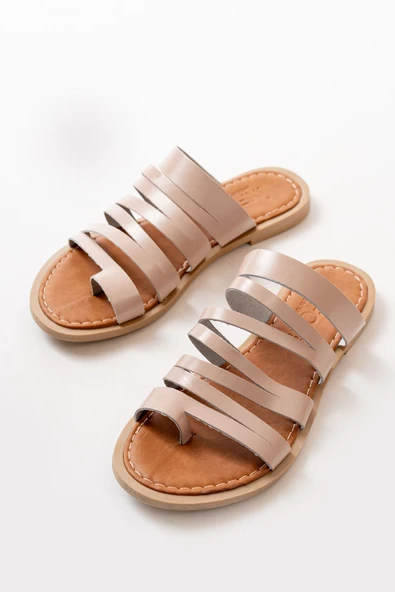 169-082 Nut Ortopedik Hakiki Deri Kadın Terlik - Resim 5