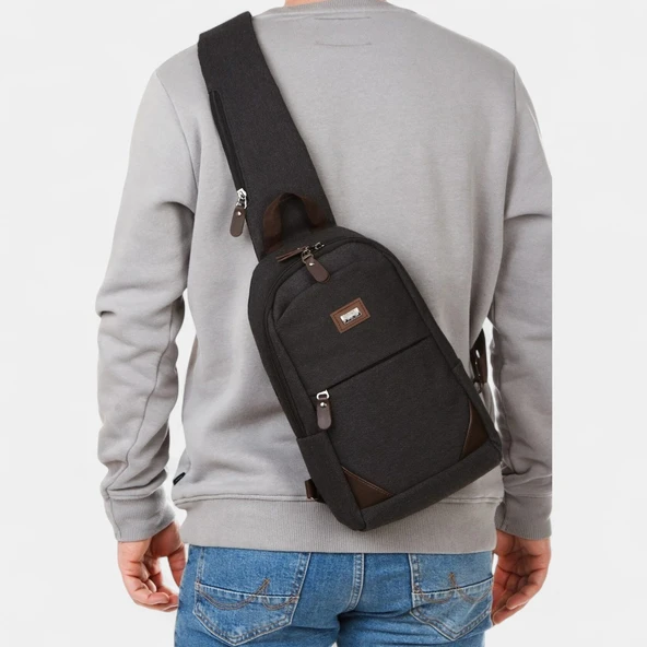 Lederax Kanvas Kumaş Göğüs Çantası Bodybag LD581 - 4