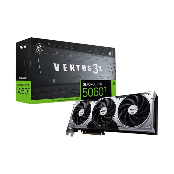 MSI GEFORCE RTX5060TI 8G VENTUS 3X OC 8GB DDR7 128BIT 3XDP 1XHDMI EKRAN KARTI ürün görseli 1
