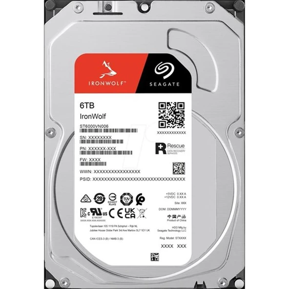 6 TB SEAGATE 3.5 IRONWOLF SATA3 5400RPM 256MB ST6000VN006 (3 YIL RESMI DIST GARANTILI) ürün görseli 1