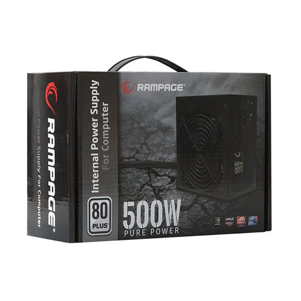 RAMPAGE RMP-500-80P 500W 80 PLUS 12CM FAN AKTİF PFC POWER SUPPLY ürün görseli 1