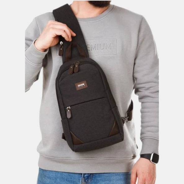 Lederax Kanvas Kumaş Göğüs Çantası Bodybag LD581