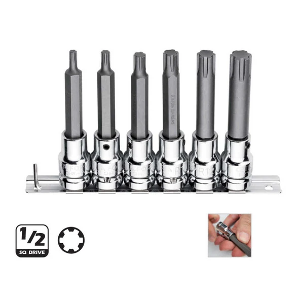 Ceta Form C28S-Rr6L 6 Parça 1/2” Rıbe Uçlu Lokma Takımı - Uzun Tip ürün görseli