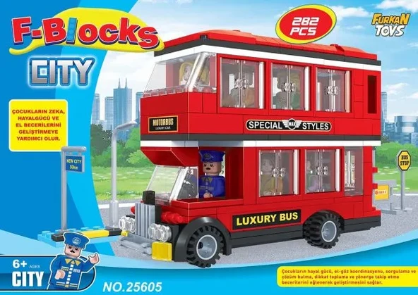 F-blocks Cıty Seri Luxury Bus Katlı Otobüs 282 Parça Lego