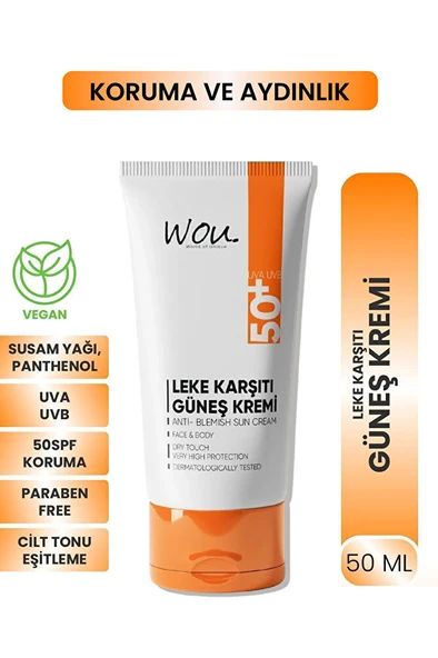 Wou Leke Karşıtı Yüksek Koruma Güneş Kremi Spf50 50 ml