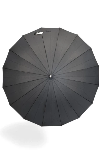 Protokol Baston Şemsiye 16 Fiber Telli Siyah Renk 115 Cm Çap Kapalı Boyut 95 Cm Kılıfsız - Resim 3