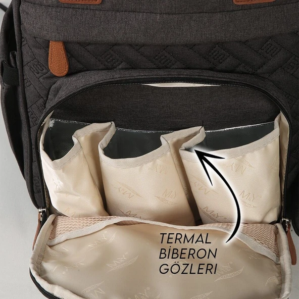 M&Y Lucky Anne Bebek Bakım Sırt Çantası 6690 Siyah - Resim 4