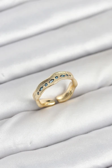 Pirinç Gold Renk Zirkon Taşlı Vintage Kadın Yüzük - TJ-BYK3862 ürün görseli