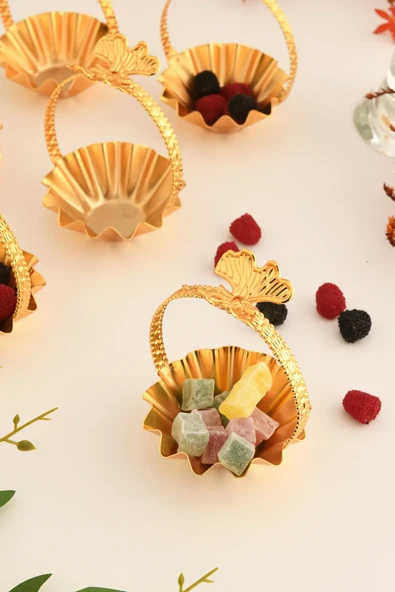 Mucit Home Teris Tırtıklı Lokumluk Kulplu Gold 6 Lı Takım - 4