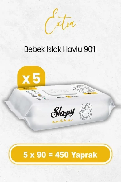 Nessiworld Sleepy Ekstra Islak Havlu Mendil 5x90 450 Yaprak ürün görseli 1