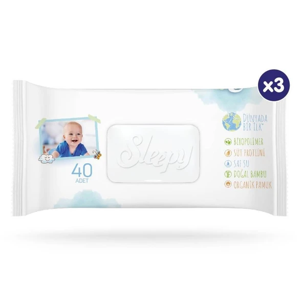 Nessiworld Sleepy Bio Natural Islak Havlu Mendil 3x40 120 Yaprak - Resim 2