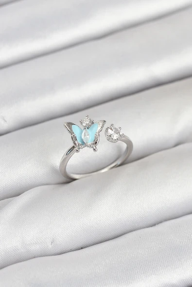 Pirinç Gümüş Renk Kelebek Model Kadın Yüzük - TJ-BYK3865 ürün görseli 1