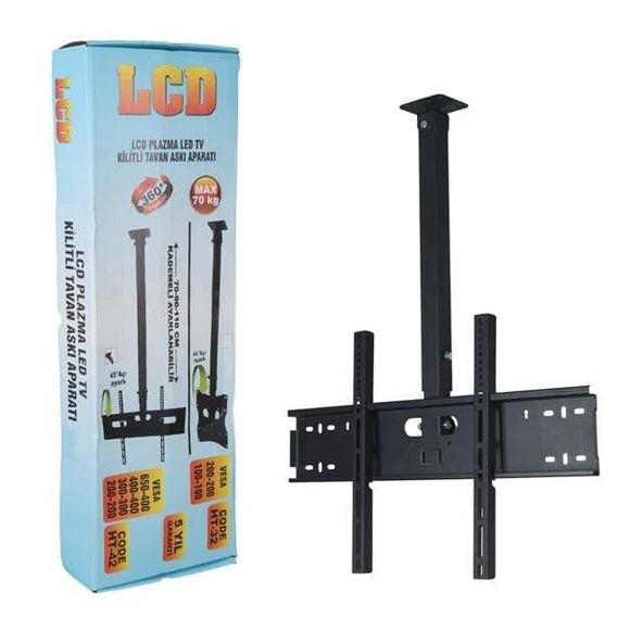 PowerMaster PM-32 Led/Lcd/Plazma 70-90-110 CM Dar Ağız 45 Derece Açılı Tavan TV Askı Aparatı - Resim 5