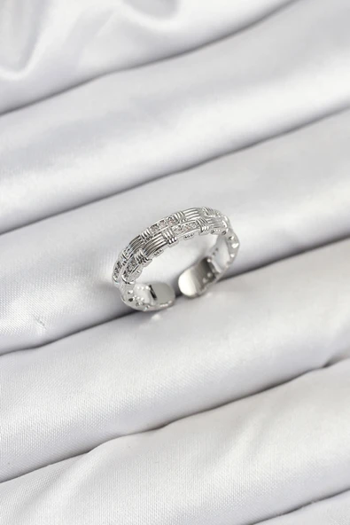 Pirinç Gümüş Renk Zirkon Taşlı Sırım Kadın Yüzük ürün görseli 1