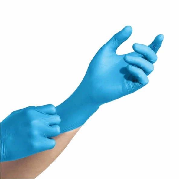 Beybi Nitril Pudrasız Mavi Muayene Eldiveni 100' lü Paket Medium - 3