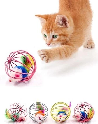 KAFESLI FARELI KEDI KÖPEK OYUN TOPU ürün görseli