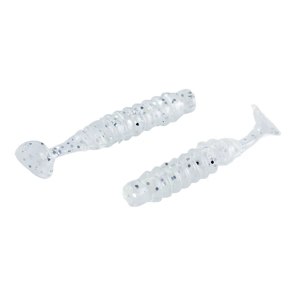 Silikon Kurt Yem - 1,5g 45mm - Fishack - 10 Adet - Simli Beyaz - Karides Kokulu - 3