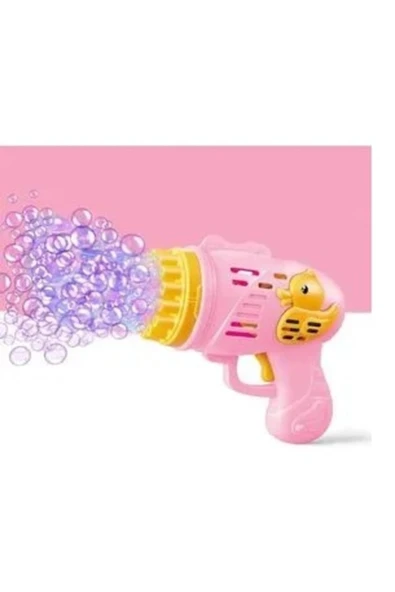 BLUEST SHOP Duck Baloncuk Tabancası Köpük 23 Halkalı Pilli Baloncuk Köpük Tabancası - Duck Bubbles Gun Pembe - 6