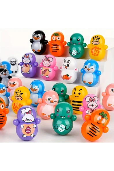 CT-TOYS (4 Adet ) Mini Hacıyatmaz Oyuncak Dekoratif Süs ve Kedi Oyuncağı Minik Thumbler - 6