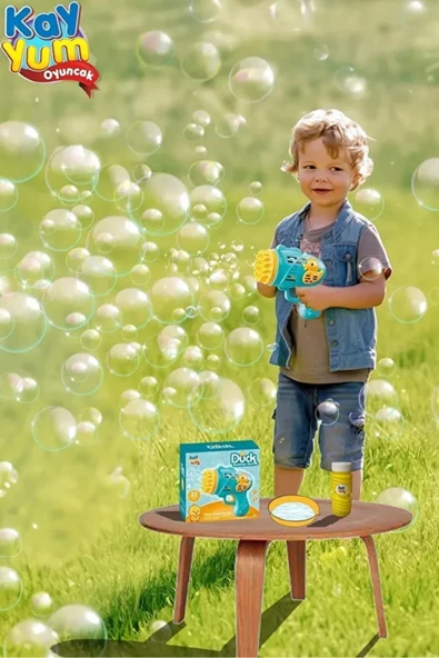 leo butik Duck Çok Delikli Pilli Köpük Atan Tabanca Oyuncağı 23 Delikli Bubble Gun Mavi - 3