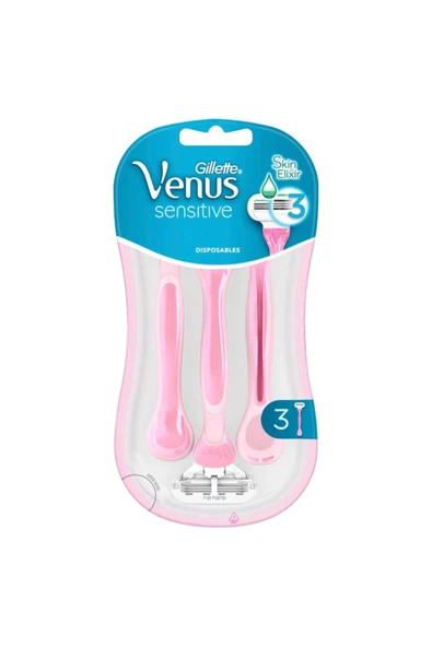 Gillette Venus Sensitive Pembe Tıraş Bıçağı 3'lü ürün görseli 1
