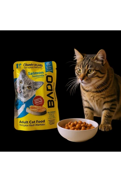 MyClean Bado Somonlu Jöleli Yaş Yetişkin Kedi Maması %100 Taze Et 85gr 2 Adet - 2