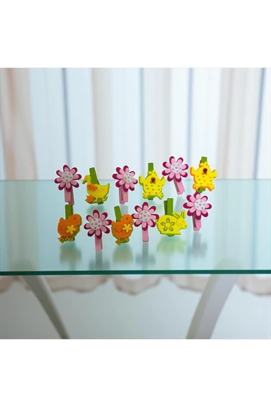 MyClean Mini Desenli Figürlü Çiçekli Hayvanlı Mandal Tutacak Ayraç 6 Adet - 2