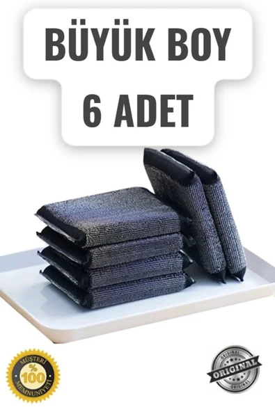 MyClean Büyük Boy Paslanmaz Telli Bulaşık Süngeri Ovma Teli Sünger Birarada 6 Adet