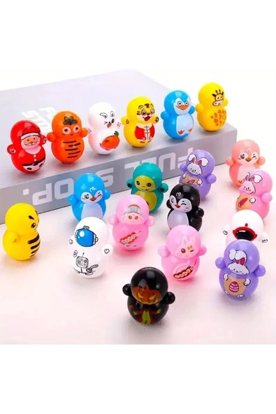 CT-TOYS (4 Adet ) Mini Hacıyatmaz Oyuncak Dekoratif Süs ve Kedi Oyuncağı Minik Thumbler - 3