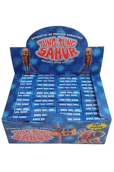 Toys Tung Tung Sahur Oyun Kartları 48 Mini Kutu 288 Adet Karakter Kartı 48 Adet Sticker