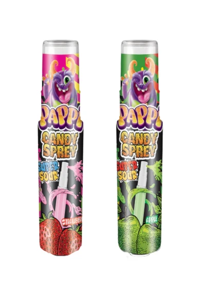 Candy Pappi Sprey Şeker (2 ADET) Ahududu-çilek-elma Aromalıdan 2'si