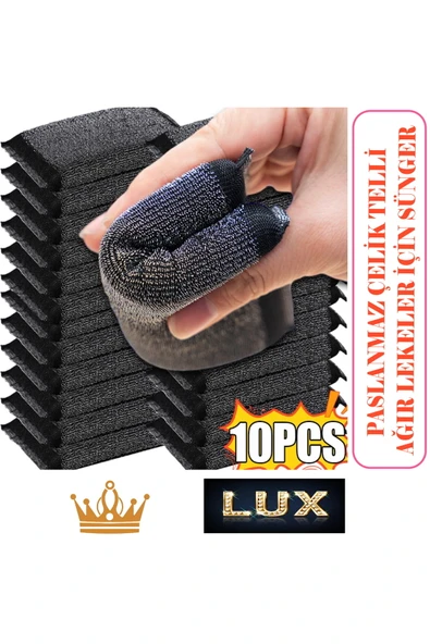 Kiwi inox sünger paslanmaz çelik çift taraflı lüx sünger 10 adet