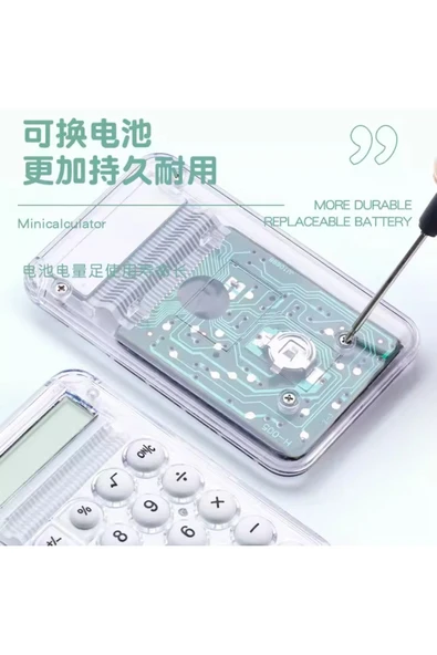 leo butik Mini Hesap Makinesi Öğrenciler için Taşınabilir Cep Ofis Hesap Makinesi 1 Adet - 2