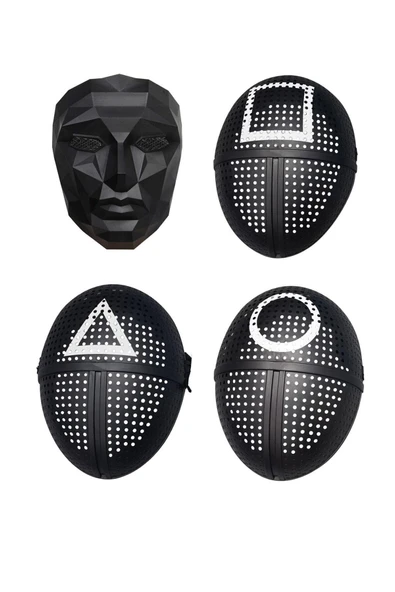 Microcase Squid Game Kalamar Oyunu Yüz Maskeleri Kare Üçgen Daire Yönetici Set - Al2725