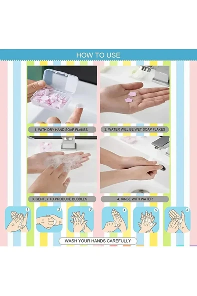 MyClean 200 Yaprak Parfümlü Eriyen Mini Kağıt Sabun Öğrenci Çocuk Okul Dezenfektan El Sabunu Kamp Piknik - 5