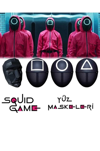 Microcase Squid Game Kalamar Oyunu Yüz Maskeleri Kare Üçgen Daire Yönetici Set - Al2725 - 6
