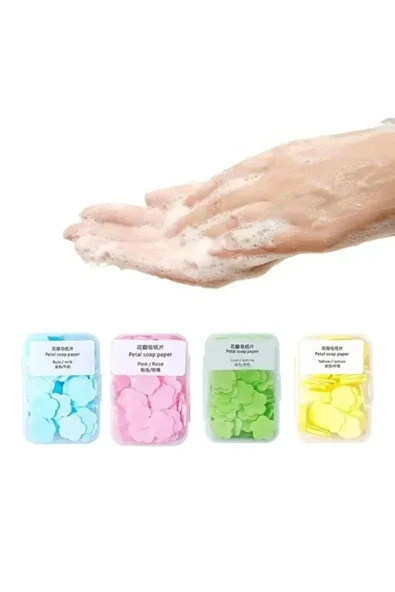MyClean 200 Yaprak Parfümlü Eriyen Mini Kağıt Sabun Öğrenci Çocuk Okul Dezenfektan El Sabunu Kamp Piknik