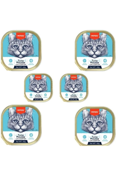Wanpy Ton Ve Morina Balıklı Alutray Kedi Yaş Mama 40 Gr x 6 Adet