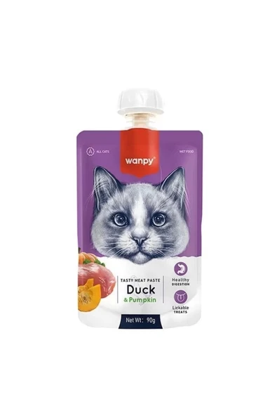 Wanpy Taze Ördekli& Bal Kabaklı Kedi Et Ezmesi 90 gr - 1