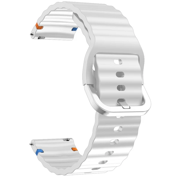Huawei Watch GT5 41mm İle Uyumlu Dalga Desenli Tokalı Yumusaş Soft Silikon Kordon  Beyaz - Resim 3