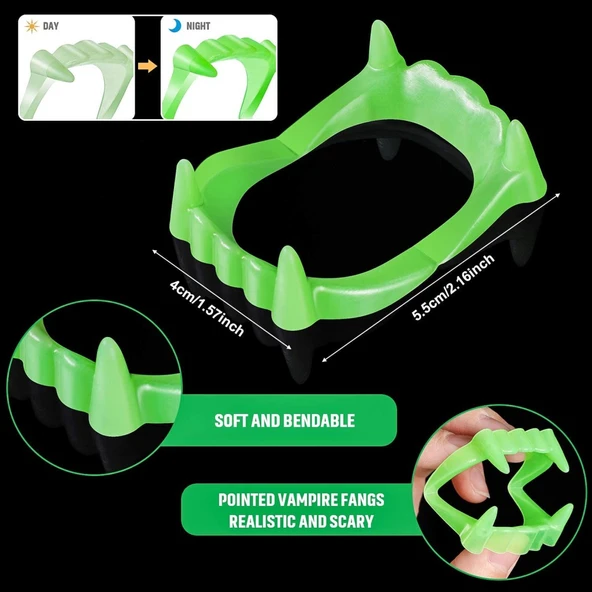 Nessiworld Karanlıkta Parlayan Fosforlu Çift Damak Takma Vampir Dişi - Resim 3