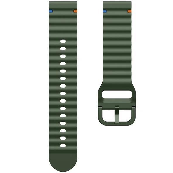 Huawei Watch GT5 41mm İle Uyumlu Dalga Desenli Tokalı Yumusaş Soft Silikon Kordon Haki - 6