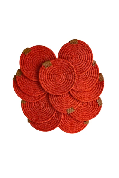 HHKARTS Jüt Bardak Kupa Altlığı Turuncu 13cm 12li - Resim 5