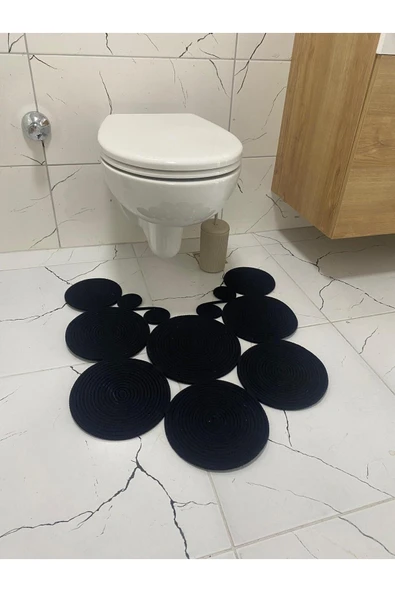 HHKARTS Jüt Klozet Önü Paspas Siyah - Resim 2