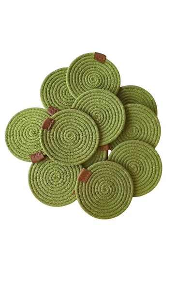 HHKARTS Jüt Bardak Kupa Altlığı Fıstık Yeşili 13cm 12li - Resim 4