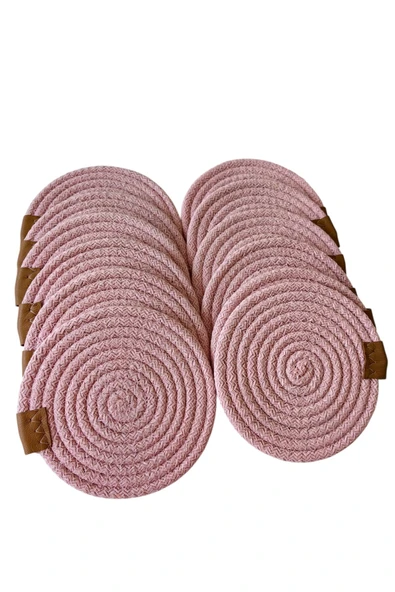 HHKARTS Jüt Bardak Kupa Altlığı Açık Pembe 13cm 12li - Resim 5