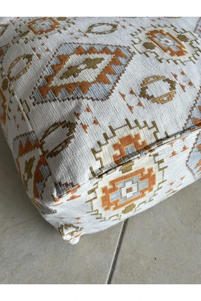 oushak Kilim Desenlİ Otantik Bahçe Balkon Minderi Çift Taraflı Fermuarlı PUF KILIFI Şönil KILIFI - Resim 2