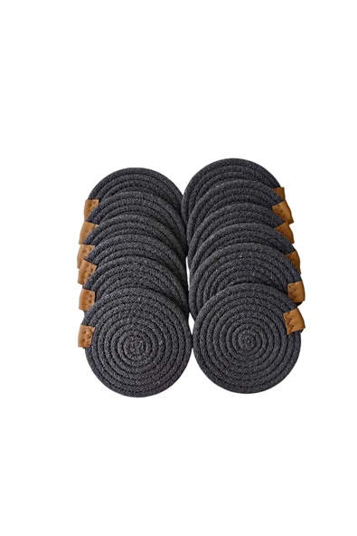 HHKARTS Jüt Bardak Kupa Altlığı Antrasit 13cm 12li - Resim 3