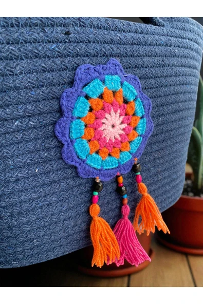 HHKARTS Hasır Görünümlü Omuz Çantası , Kol Çantası , Plaj Çantası - Resim 3